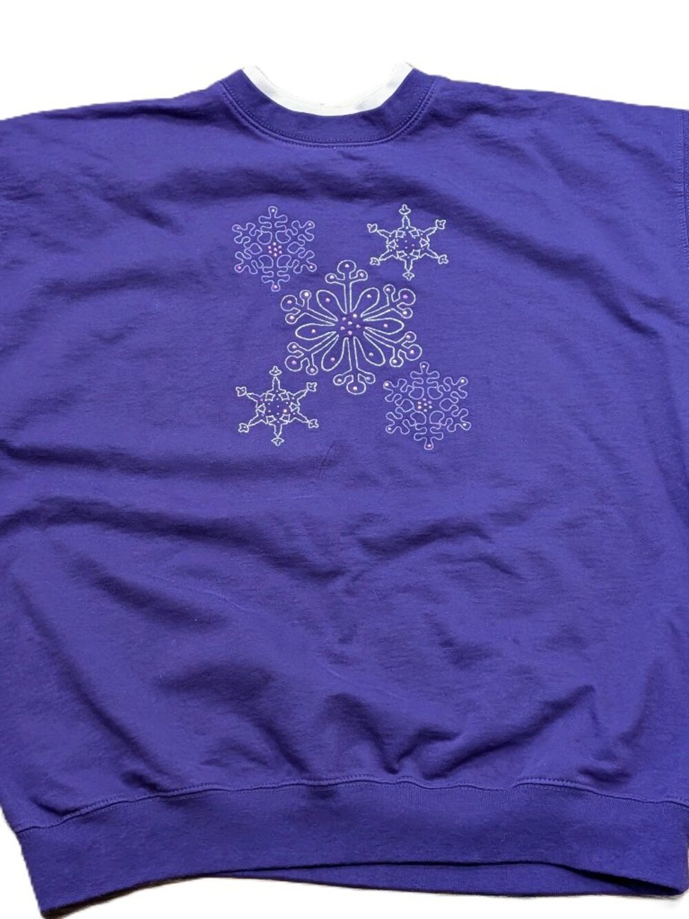 VTG 90s Mc Sportswear Purple Snowflake Sweatshirt Sz XL Grannycore Holiday Retro